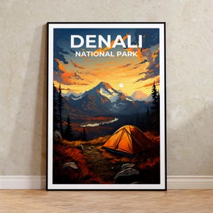 Denali Travel Poster, Alaska Wall Art, Alaska Print, Denali Poster, Alaska Poster, Nature Poster, Denali Art