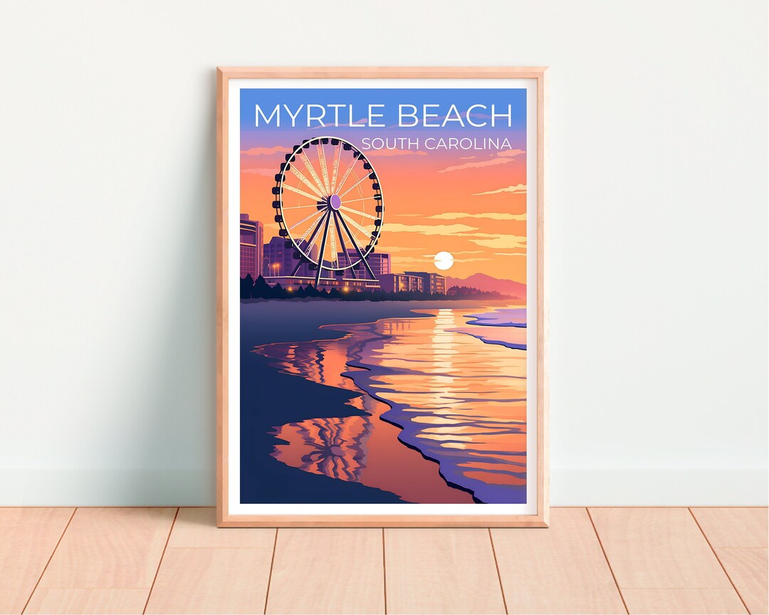 Myrtle Beach Travel Poster, South Carolina Wall Art, South Carolina