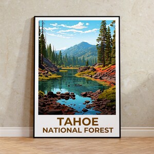 Tahoe National Forest Reiseplakat, Kalifornien Wandkunst, Kalifornien Druck, Tahoe National Forest Plakat, Kalifornien Plakat