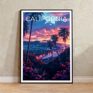 Los Angeles Poster, California Print, Coast Art, Los Angeles Print, Hollywood Poster, Hollywood Sign Poster, Hollywood Gift
