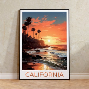 California Travel Poster, Beach Wall Art, Beach Print, California Poster, Coast Poster, Travel Gift Poster, Birthday Gift