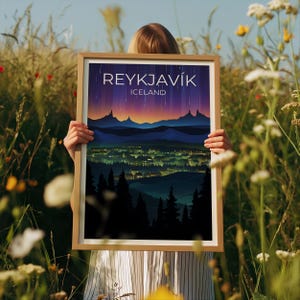 Reykjavík Travel Poster, Iceland Wall Art, Iceland Print, Reykjavík Poster, Europe Poster, City Poster, Reykjavik poster image 2