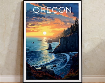 Oregon Coast Travel Poster: Pacific Northwest Wall Art
