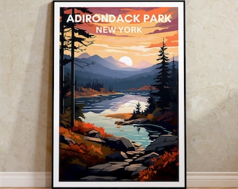 Adirondack Park Poster, New York Wall Art, New York Print, Adirondack Park Poster, Mountain Poster, Nature Poster, Adirondack art