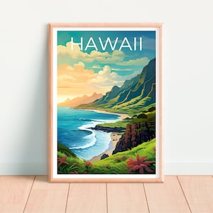 Hawaii Travel Poster, Island Wall Art, Island Print, Hawaii Poster, Island Poster, Mountain Poster, Hawaii Art image 6