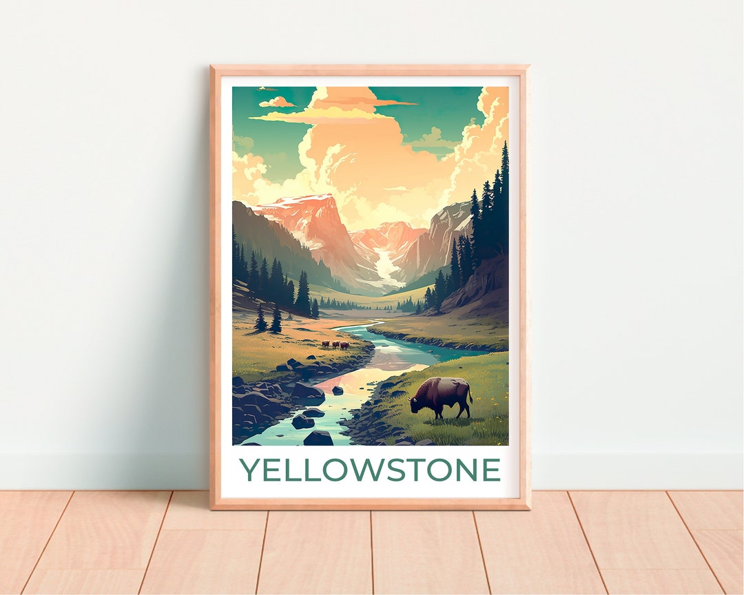 Yellowstone Travel Poster, Yellowstone Wall Art, Yellowstone Print