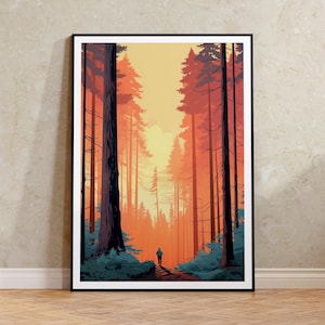 Redwood Poster, Redwood Forest Art, Redwood Park Print, Redwood Travel Poster, National Parks Art, Nature Poster, Poster Art, Wall Decor