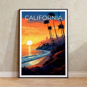 California Travel Poster, Beach Wall Art, Beach Print, California Poster, Beach Poster, Nature Poster, California Art