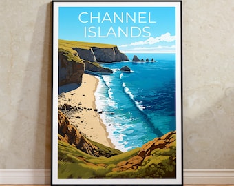 Póster de viaje de las Islas del Canal, arte mural de California, lámina de California, póster de las Islas del Canal, póster de naturaleza