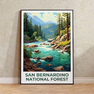 San Bernardino National Forest Reiseplakat, Kalifornien Wandkunst, Kalifornien Druck, San Bernardino National Forest Poster, Waldplakat