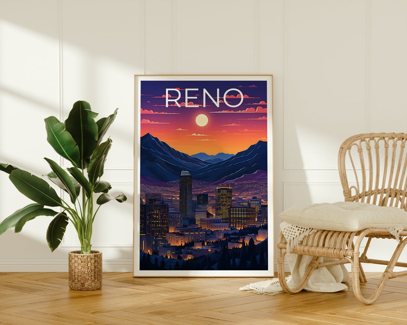 Reno Travel Poster, Nevada Wall Art, Nevada Print, Reno Poster, Nevada ...