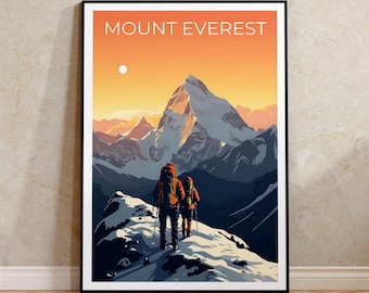 Mount Everest Travel Poster, Himalayas Wall Art, Himalayas Print, Mount Everest Poster, Mountain Poster, Nature Poster, Mount Everest Art