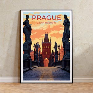 Prague Travel Poster, Czech Republic Art, Charles Bridge Print, Prague Poster, Charles Bridge Art, Europe Poster, Poster Art, Wall Decor
