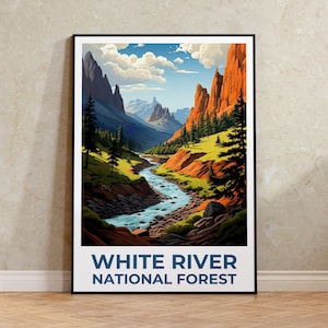 White River Wald Reiseplakat, Colorado Wandkunst, Colorado Druck, White River Wald Poster, Weißer Fluss Wald Druck