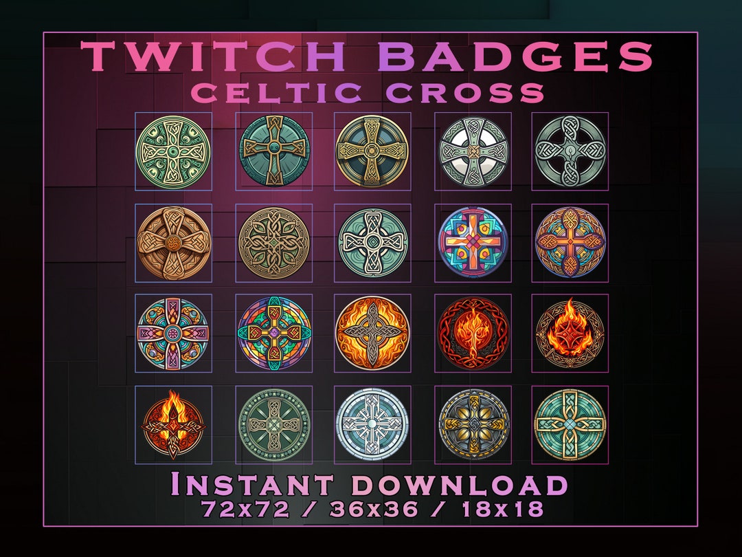 Celtic Cross Twitch Badges: Streamer Loyalty Graphics (instant Download ...