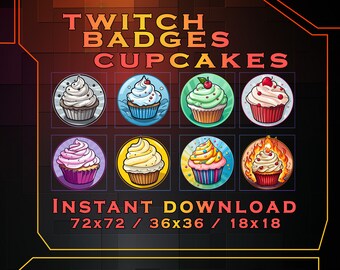 Cupcake Twitch Sub Badges: Sweets Gamer Badges (Digital Download)