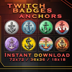Anchors Sub Badges for Twitch YouTube Discord | Stream Badges | Twitch Sub Badges | Subscriber Badges | Discord Roles | Bit Badges
