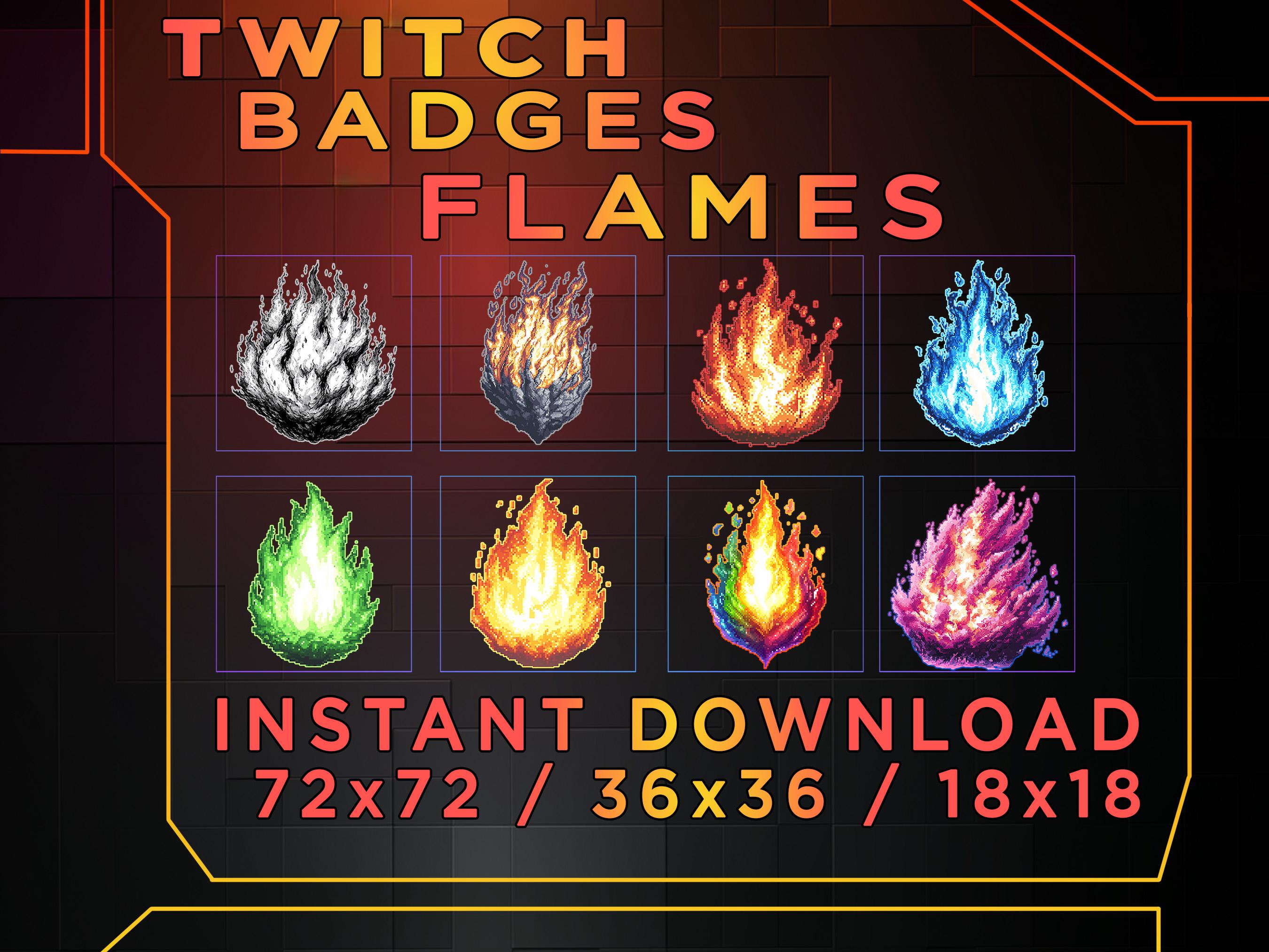 Flames Twitch Sub Badges: Fire Stream Badges (digital Download) - Etsy