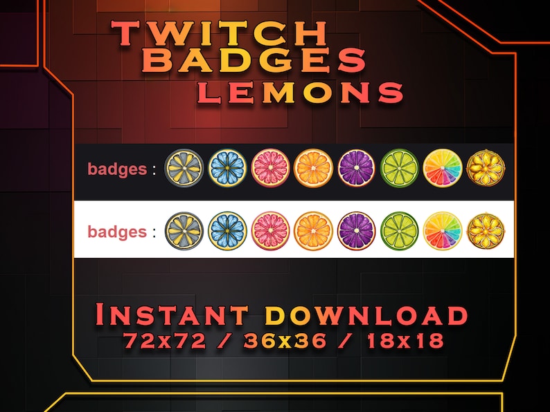Lemons Twitch Sub Badges: Colorful Stream Subscriber Badges (digital ...