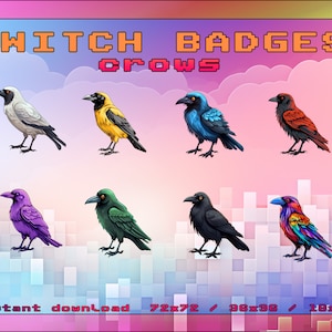 Crows Sub Badges for Twitch YouTube Discord | Stream Badges | Twitch Sub Badges | Subscriber Badges | Discord Roles | Bit Badges