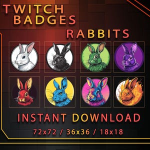 Rabbits Sub Badges for Twitch YouTube Discord | Stream Badges | Twitch Sub Badges | Subscriber Badges | Discord Roles | Bit Badges