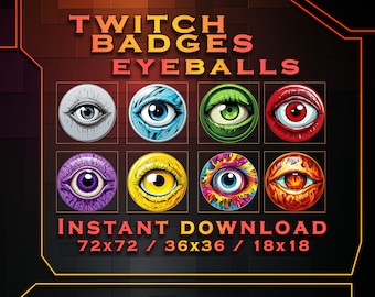 Badge Eyeballs Twitch Sub: badge colorati per gli abbonati allo streaming (download digitale)