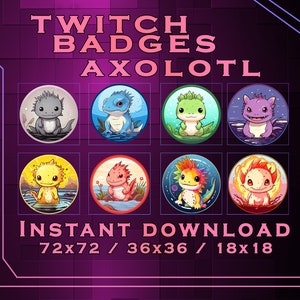 Odznaki Axolotl Sub dla Twitch YouTube, Discord | Odznaki Stream | Odznaki Twitch Sub | Odznaki Subskrybentów | Role Discord | Odznaki Bit