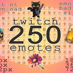 250 Twitch Emotes Pack 6 Sizes Twitch Discord Bundle emotes