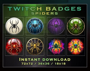 Spider Sub Badges for Twitch, YouTube, Discord (Digital Download)