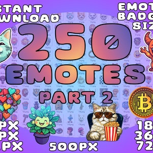 250 Twitch Emotes Pack 7 Sizes Twitch Discord Bundle emotes