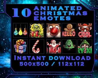 10 Animated Emotes Christmas Pack Twitch Discord Bundle emotes