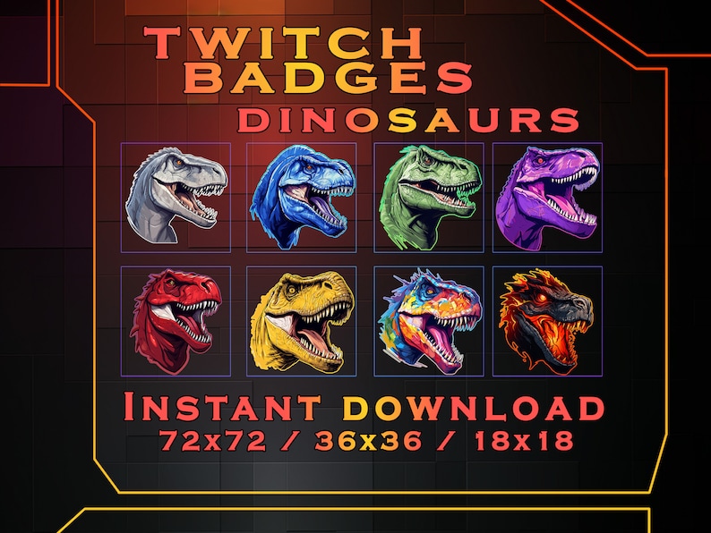 Dinosaur Twitch Sub Badges: Fantasy Streamer Graphics (digital Download ...