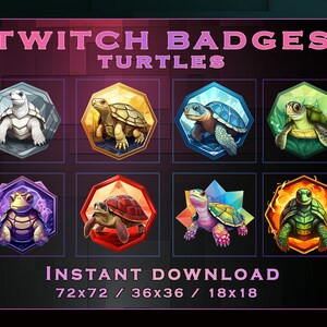Turtles Sub Badges for Twitch YouTube Discord | Stream Badges | Twitch Sub Badges | Subscriber Badges | Discord Roles | Bit Badges