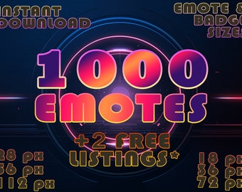 1000 Emotes Mega Pack +2 Free Listings* | 6 Sizes | Twitch | Discord | Bundle emotes