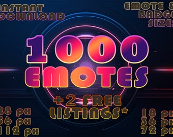 1000 エモート メガ パック + 無料リスト 2 件* | 6 サイズ | Twitch | Discord | バンドル エモート