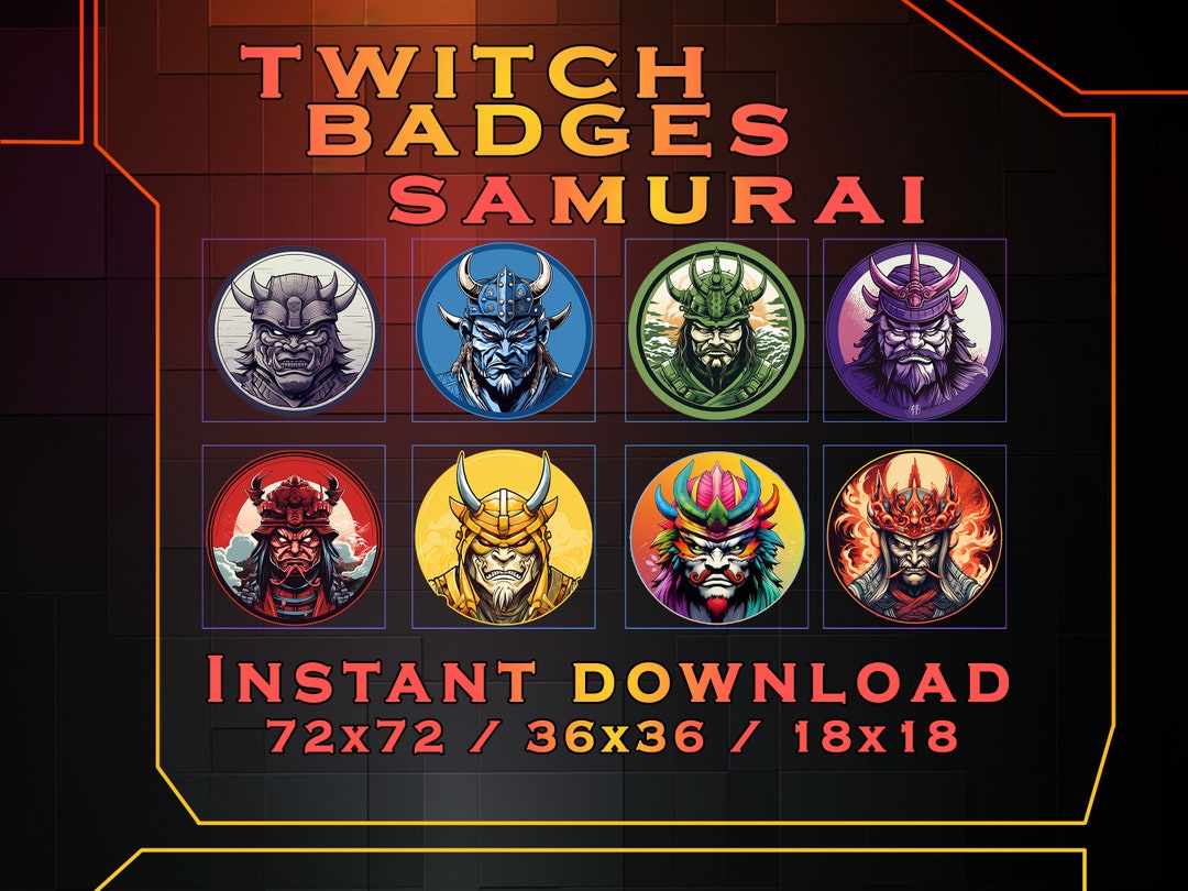Samurai Twitch Badges: Fantasy Warrior Subscriber Loyalty Graphics ...