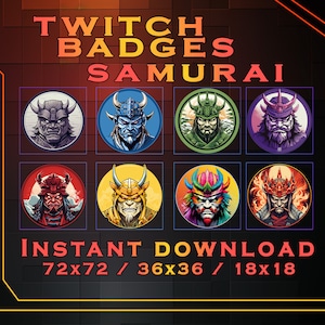 Samurai Twitch Badges: Fantasy Warrior Subscriber Loyalty Graphics (Digital Download)