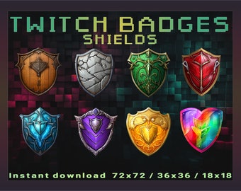 Fantasy Shield Twitch-subbadges: loyaliteitsbadges voor streamers (digitale download)