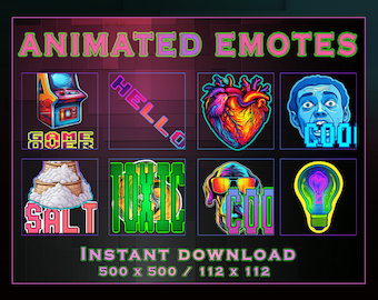 8 animierte Emotes Paket | Sub Emote | Live-streaming animierte Emote | Coole lustige Emotes