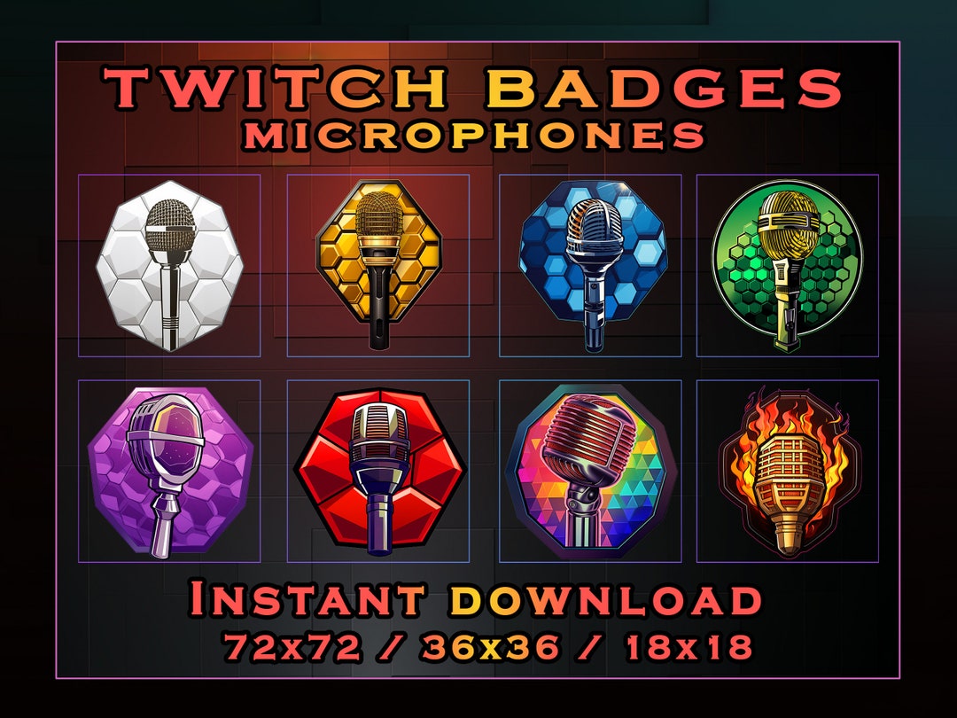 Microphones Sub Badges for Twitch, Youtube, Discord Stream Badges Twitch Sub Badges Subscriber