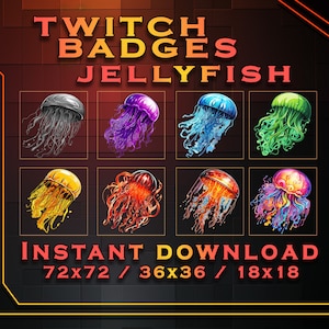Jellyfish Sub Badges for Twitch YouTube Discord | Stream Badges | Twitch Sub Badges | Subscriber Badges | Discord Roles | Bit Badges