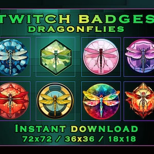 Dragonflies Sub Badges for Twitch YouTube Discord | Stream Badges | Twitch Sub Badges | Subscriber Badges | Discord Roles | Bit Badges