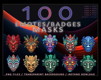 100 Tribal Mask Twitch Badges/Emotes (PNG Files)