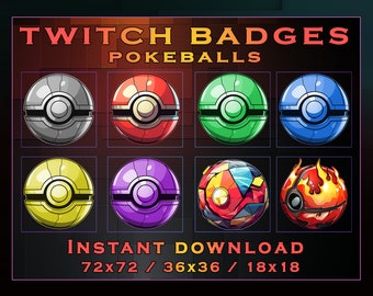 Pokeball Sub Badges for Twitch, YouTube, Discord (Digital Download)