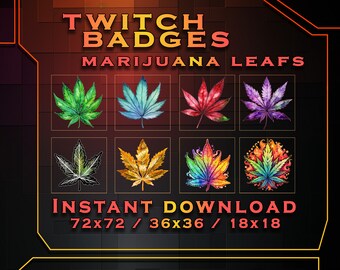 Weed Leafs Sub Badge per Twitch v2 YouTube, Discord / Stream Badge / Twitch Sub Badge / Badge degli abbonati / Ruoli Discord / Bit Badge