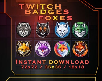 Foxes Twitch Sub Badges: Streamer Subscriber Badges (Digital Download)