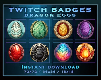 Badge Twitch per abbonamenti a Dragon Eggs: grafica fantasy per streamer (download digitale)