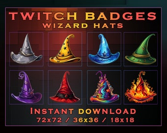 Wizard Hats Sub Badges: Twitch, YouTube, Discord (Digital Download)