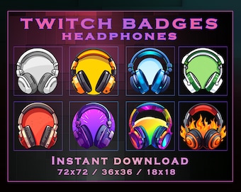 Badge per abbonati Twitch con cuffie: badge per abbonati allo streaming (download digitale)