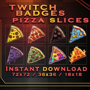 Pizza Slices Sub Badges for Twitch YouTube Discord | Stream Badges | Twitch Sub Badges | Subscriber Badges | Discord Roles | Bit Badges